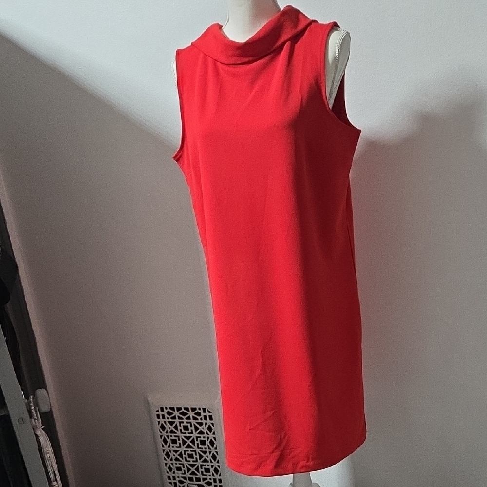 Banana Republic Red/Orange  Cowl Neck Midi Dress Size LARGE